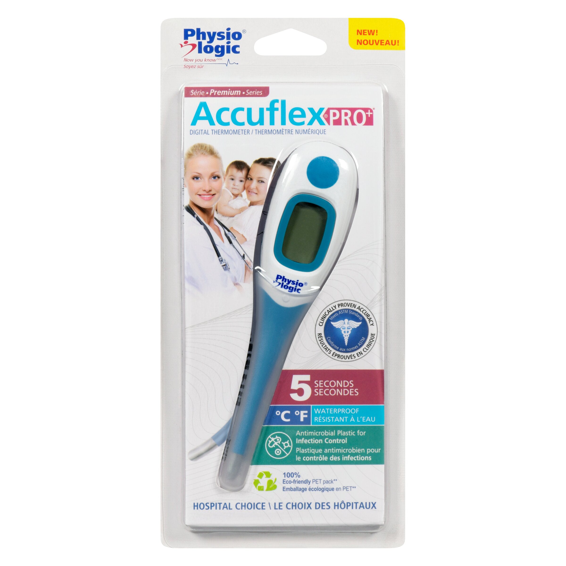 Physio Logic AccuflexPro+ 5 Second Thermometer - This isn’t just another thermometer, it’s fast, easy to use and accurate. OPTIMAL Infection Control Design with Antimicrobial Plastic Clinically Proven Accuracy – Meets ASTM Standards FAST 5 Second Readings