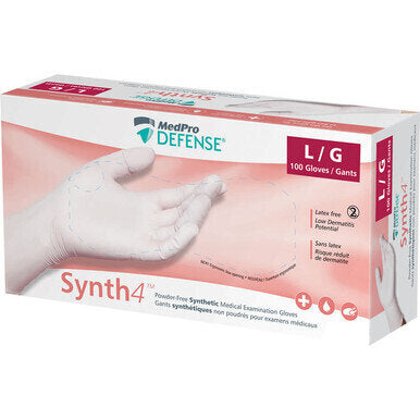 MedPro Defense Synth4 Synthetic Powder-Free Exam Gloves - Protection Meet or exceed ASTM D5250 requirements for barrier strength. Fit Made of stretch vinyl formulated to provide more stretch than traditional vinyl gloves to give more latex-like dexterity