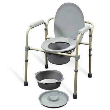 MedPro Defense Folding Commode - The MedPro® Defense Folding Commode is very spacious. Sold 4 per case it comes with a multilingual instruction manual (English, French, Spanish) and it can be assembled in a few minutes.Recommended for home use. Adjustable