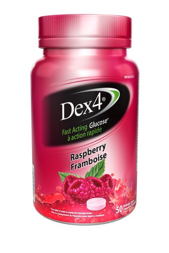 Dex4 Glucose Tablet Bottles (50 tablets) - Dex4® provides FAST and EFFECTIVE relief of mild to moderate hypoglycemia with a variety of great tasting flavours. Dex4 offers choice and convenience with 4 grams of glucose per tablet that are easy to chew and