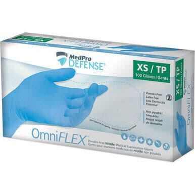 MedPro Defense OmniFLEX Nitrile Powder-Free Exam Gloves - Customer focused packaging Attractive, easy to read boxes Flexible packaging allowing vertical or horizontal merchandising increasing shop-ability while reducing shelf and storage space Ergonomic o