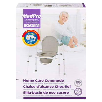 MedPro Homecare Commode - 3-in-1 Design: Commodes by MedPro provide a convenient and safer toilet alternative for people with reduced mobility. The Homecare Commode can be used as a bedside commode, toilet safety frame or raised toilet seat.Adjustable fra