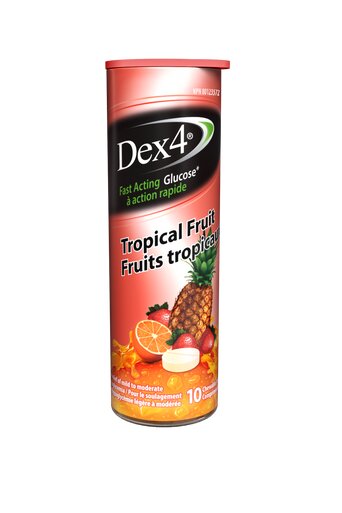 Dex4 Glucose Tablet Tubes - Dex4® provides FAST and EFFECTIVE relief of mild to moderate hypoglycemia with a variety of great tasting flavours. Dex4 offers choice and convenience with 4 grams of glucose per tablet that are easy to chew and dissolve quickl