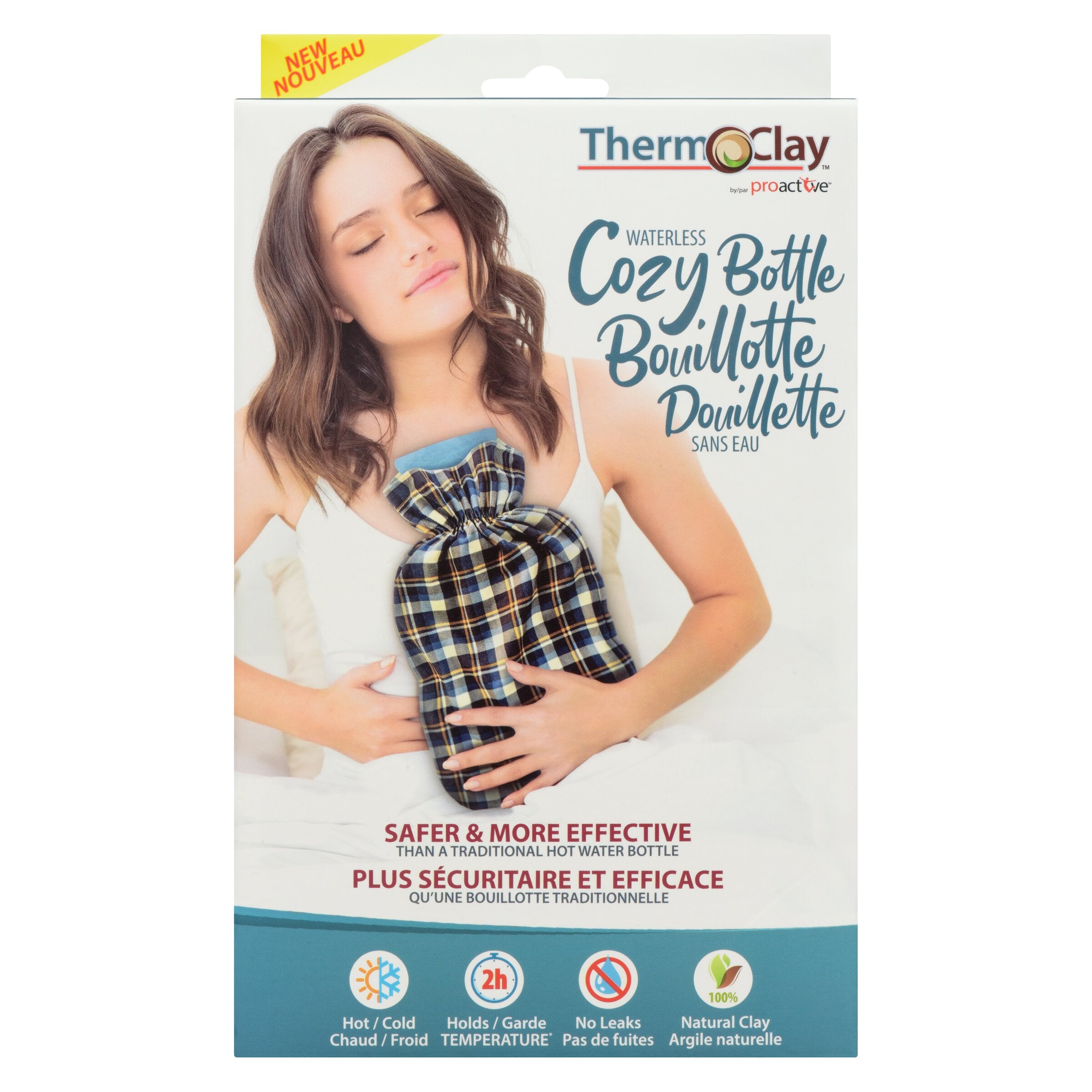 ProActive Therm-O-Clay Waterless Cozy Bottle - Therm-O-Clay™Waterless Cozy Bottle™ is the Hot and Cold compress that looks familiar, but that’s safer and more effective than a traditional hot water bottle.That’s because Cozy Bottle™ is a natural clay comp