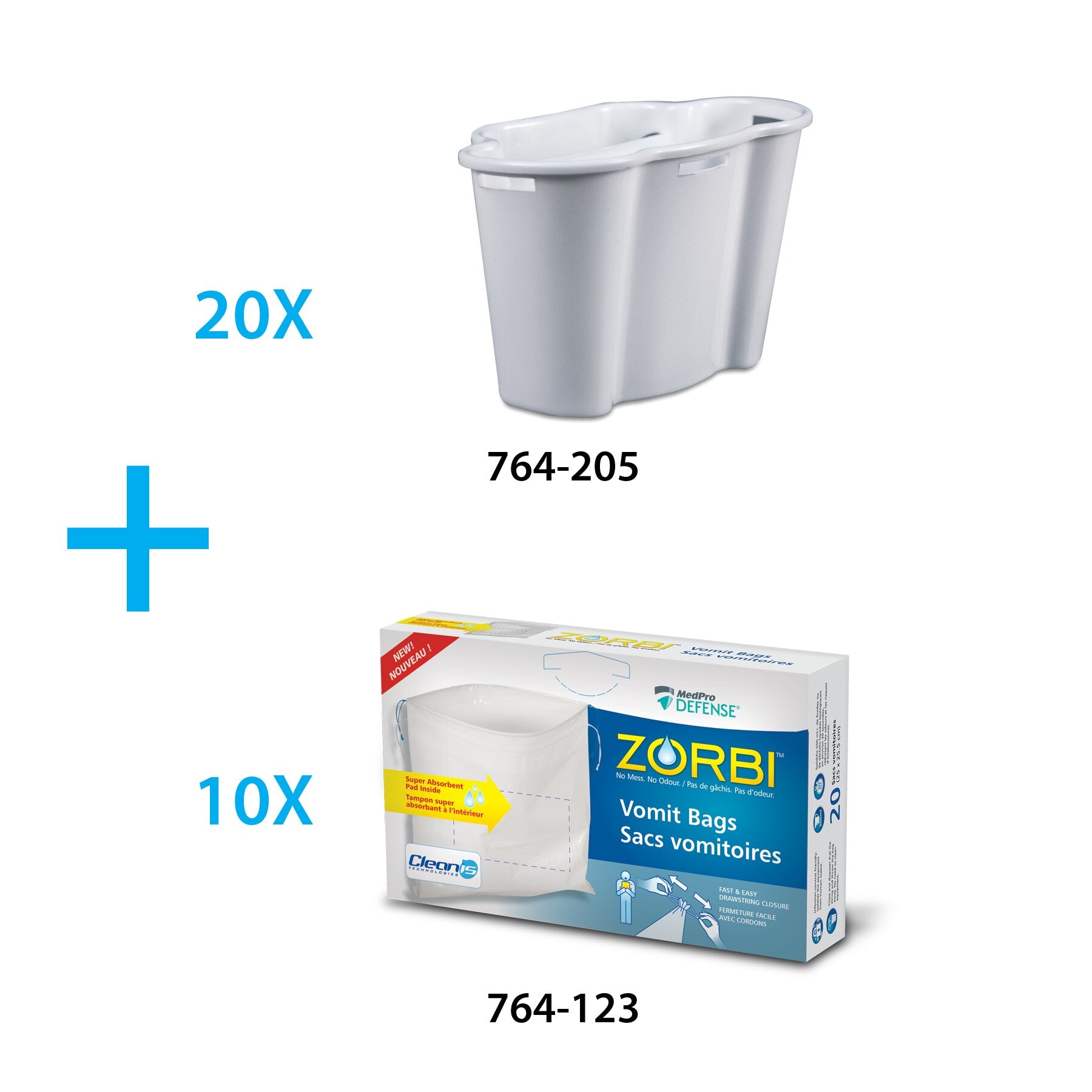 MedPro Defense Zorbi Kit with Classic Bags and Support - ZORBI™ bags, pads and powder are a quick and convenient method of disposing liquid human waste while minimizing its contact with equipment or staff.All ZORBI™ bags contain a water soluble pad of ZOR