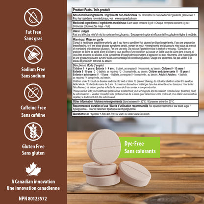 Bouteilles de comprimés de glucose Dex4