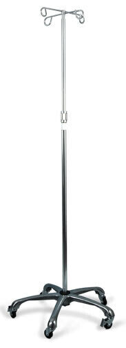 MedPro Aluminum I.V. Stand - This aluminum I.V. stand features 4 hooks, a 5 point aluminum base, a circular “Ram’s Horn” hook design, and rubber casters. Item Weight Adjustable Height Range BasePoints Hooks 775-751 4.7 kg (10.4 lb) 119 to 211 cm (47 to 83