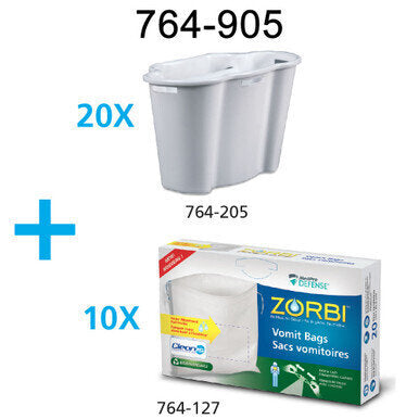 MedPro Defense Zorbi Vomit Bio Bags and Support Kit - Zorbi Vomit Kit 20 Zorbi Vomit bag supports (764-205) and 10 boxes of 764-127 ZORBI™ Vomit Bags