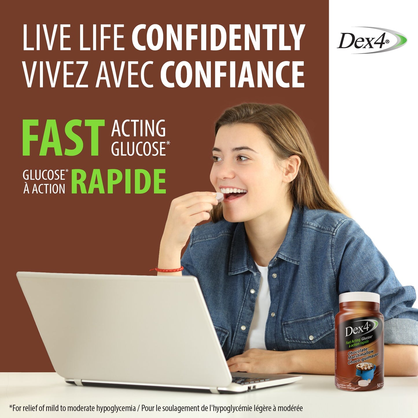 Bouteilles de comprimés de glucose Dex4