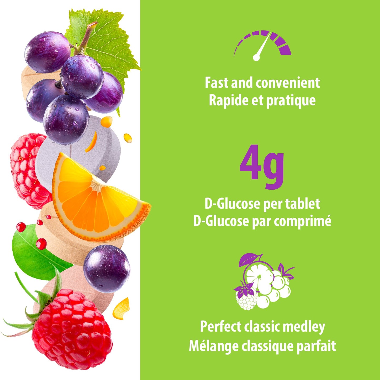 Bouteilles de comprimés de glucose Dex4