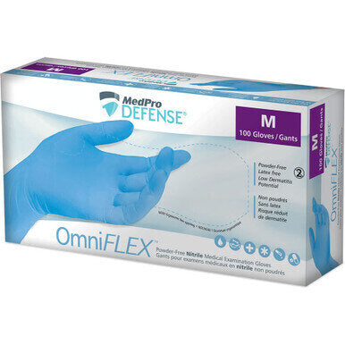 MedPro Defense OmniFLEX Nitrile Powder-Free Exam Gloves - Customer focused packaging Attractive, easy to read boxes Flexible packaging allowing vertical or horizontal merchandising increasing shop-ability while reducing shelf and storage space Ergonomic o