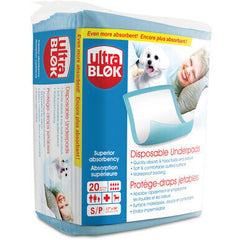 UltraBlok Disposable Underpads, Fluff Core, High Absorbency