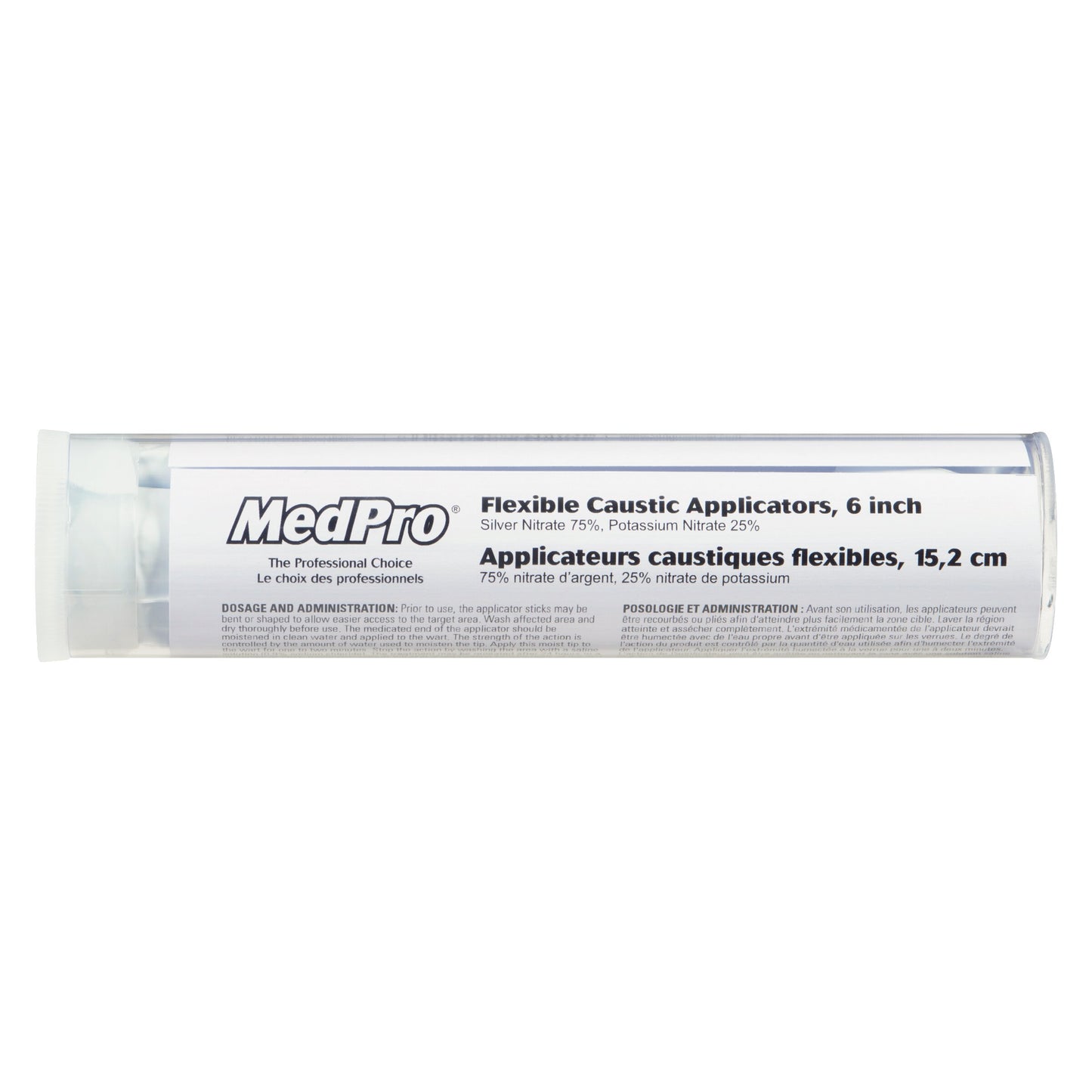 MedPro Flexible Caustic Applicators - Flexible Caustic Applicators, 6 inch (15.2 cm) Silver Nitrate 75%, Potassium Nitrate 25% See label for use and storage instructions.